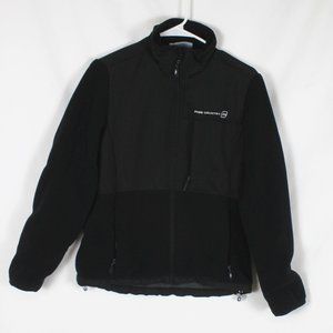 FREE COUNTRY Woman Jacket Size Large Black Fleece Full Zip Zippered Pockets L/S